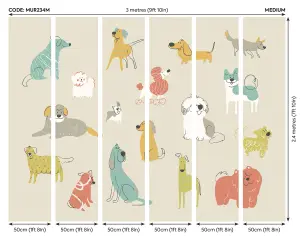 Origin Murals Happy Dogs Gold Matt Smooth Paste the Wall Mural 350cm wide x 280cm high