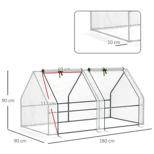 Outsunny Mini Small Greenhouse with Steel Frame & PE Cover & Window, White