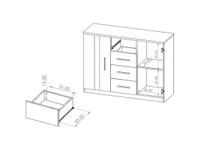 Bono Chest of Drawers in Oak Monastery - A Modern Storage Masterpiece - W1200mm x H900mm x D400mm