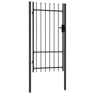 Berkfield Fence Gate Single Door with Spike Top Steel 1x1.75 m Black