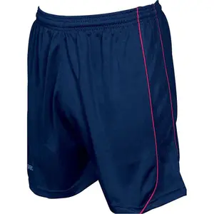 L ADULT Elastic Waist Football Gym Training Shorts - Plain NAVY/RED 38-40"