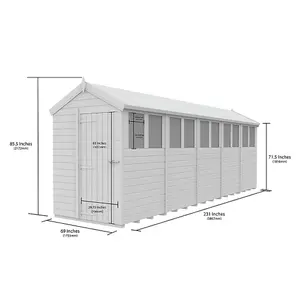 DIY Sheds 5x20 Apex Shed - Single Door With Windows