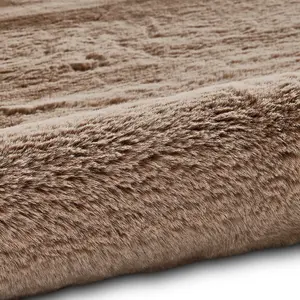 Plain Beige Shaggy Handmade Luxurious Rug For Dining Room Bedroom & Living Room-80cm X 150cm