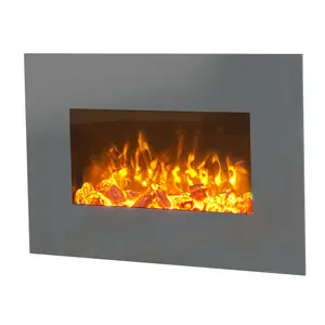 Sureflame WM-9541 Electric Wall Mounted Fire with Remote in Grey, 26 Inch