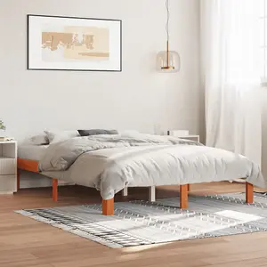 Berkfield Bed Frame without Mattress Wax Brown 120x190 cm Small Double Solid Wood Pine