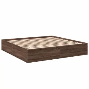 Berkfield Bed Frame without Mattress Brown Oak 180x200 cm Super King