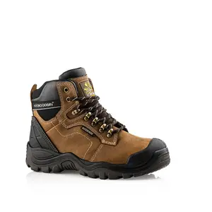 Buckbootz BSH009BR Waterproof Anti-Scuff Safety Work Boots Brown - Size 10