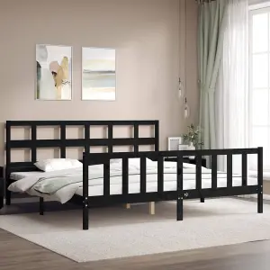 Berkfield Bed Frame with Headboard Black 200x200 cm Solid Wood