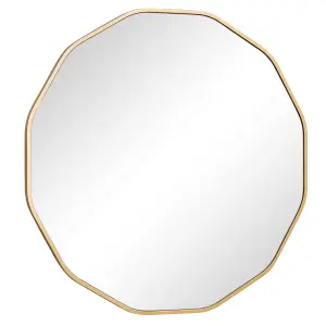 Melody Maison Large Round Gold Scalloped Wall Mirror 90cm x 90cm