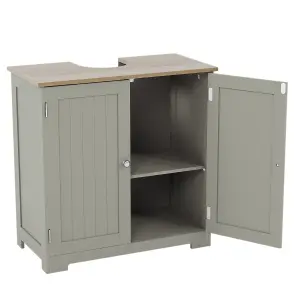 Bath Vida Priano Grey 2 Door Under Sink Bathroom Cabinet Freestanding Under Basin Storage