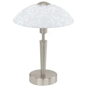 Table Lamp Colour Satin Nickel Shade White With Decor Satin Glass Bulb E14 1x60W