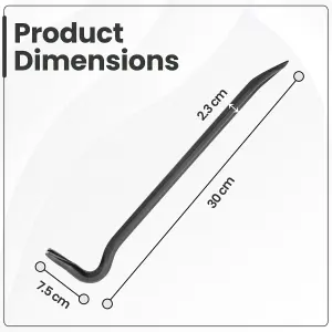 Hardys 12" Wrecking Crow Bar - Carbon Steel Crowbar, Swan Neck with Chisel End, Ideal for Lifting Floorboards & Removing Nails