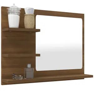 Berkfield Bathroom Mirror Brown Oak 60x10.5x45 cm Engineered Wood