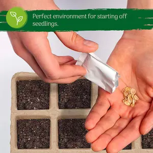 10 Seed Trays x 6 Pack (60 Cells) - Biodegradable Seedling Germination for Easy Transplanting, with Labels for Plants & Cuttings