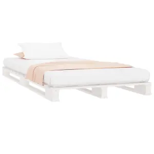 Berkfield Pallet Bed White 100x200 cm Solid Wood Pine