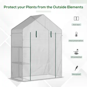 Outsunny Greenhouse for Outdoor, Portable Gardening Plant Grow House with Shelf 143L x 73W