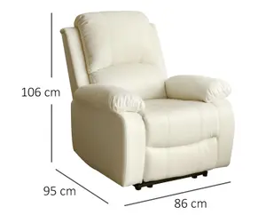 Comfy Living Reclining Faux Leather Sofa Ivory-  Armchair