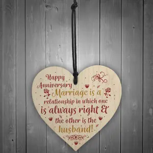 Red Ocean Funny Novelty Anniversary Gift Wooden Heart Chic Sign Wedding Anniversary Gift For Her Keepsake