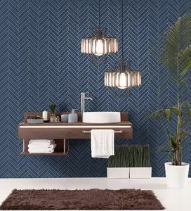 Holden Decor Cerros Tile Navy Tile Effect Blown Wallpaper