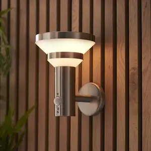 Modern Solar Powered Wall Light with PIR & Photocell Automatic Outdoor Lighting