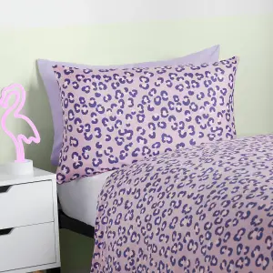 Safari Duvet Cover Set Reversible Quilt Soft Pillowcase Bedding, Pink - Single