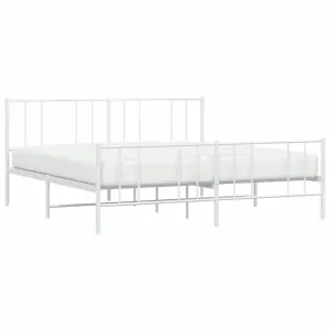 Berkfield Metal Bed Frame with Headboard and Footboard White 193x203 cm