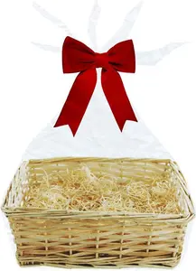 Small Hamper Basket Kit - 4 Piece Set - Wooden - Gift Wrapping Supplies - Stationery Supplies