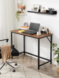 VASAGLE Computer Desk, Small Office Desk And Workstation, Work Desk For Home Office,Study,Metal Frame,Hazelnut Brown And Black