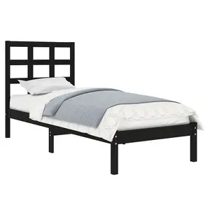 Berkfield Bed Frame Black Solid Wood 100x200 cm