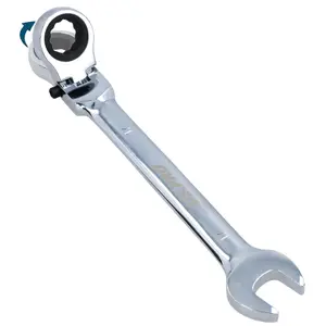 17mm Flexible Headed Ratchet Combination Spanner Wrench with Integrated Lock