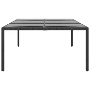 Berkfield Garden Table 200x150x75 cm Tempered Glass and Poly Rattan Black