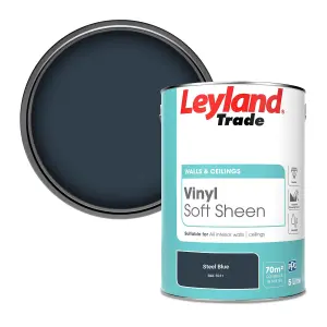 Leyland Trade Vinyl Soft Sheen Walls & Ceilings Emulsion Paint Steel Blue (RAL 5011) - 5L