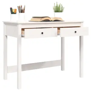 Berkfield Desk with Drawers White 100x50x78 cm Solid Wood Pine