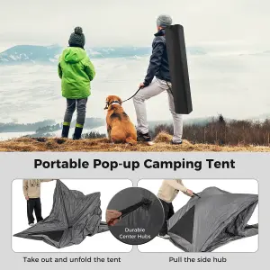 Costway 2-3 People Instant Pop-up Camping Tent 360 One-Way See-Through Shelter Tent