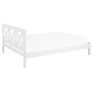 Wooden EU Super King Size Bed White TANNAY