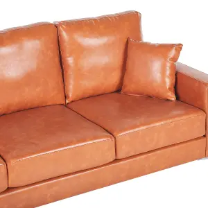 3 Seater Faux Leather Sofa Brown GAVLE