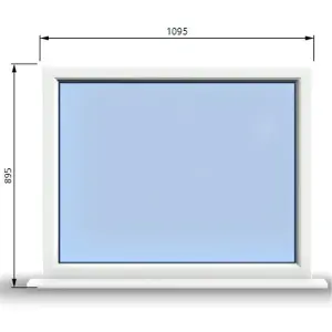 1095mm (W) x 895mm (H) PVCu StormProof Window - 1 Non Opening Window - Toughened Safety Glass - White