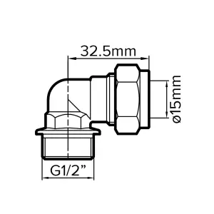 Plumbsure Compression 90° Pipe elbow (Dia)15mm