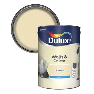 Dulux Walls & ceilings Buttermilk Matt Emulsion paint, 5L