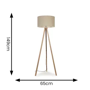 ValueLights Barbro Modern Light Wood Tripod Design Floor Lamp Base