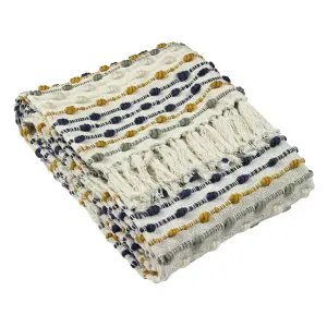 furn. Dhadit Woven Tufted Striped Recycled Tasselled Throw