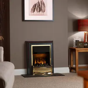 Dimplex Ropley Freestanding Optimyst Electric Fire, Brass and Black Contemporary Fire With 3D Ultra-Realistic Flame Effect, Artifi