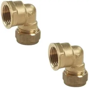 2 x Brass Compression Elbow 22mm x 3/4" Female pa18