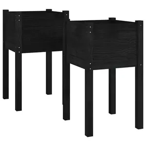 Berkfield Garden Planters 2 pcs Black 40x40x70 cm Solid Pinewood