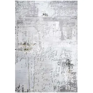 Silver Gold Metallic Transitional Contemporary Abstract Living Area Rug 190x280cm