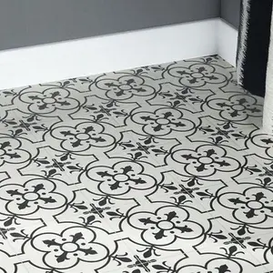 Black&White Designer Effect  Vinyl Flooring For  DiningRoom LivngRoom Hallways And Kitchen Use-5m X 4m (20m²)