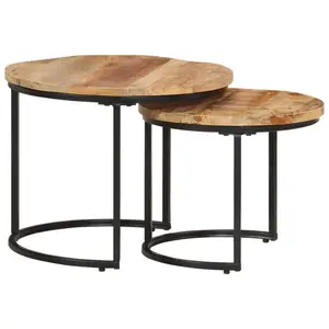 Adalbert Solid Acacia Wood 2 Piece Nest of Tables