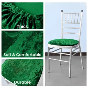 Emerald Green Velvet Chair Seat Pad Cover - Pack of 10