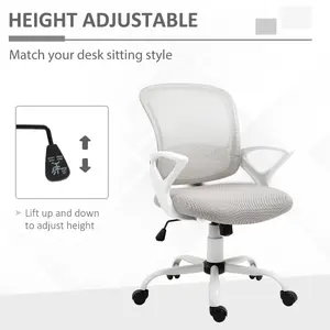 Vinsetto Mesh Office Chair Swivel Desk Task Computer Chair with  Lumbar Back Support, Adjustable Height, Arm for Home, Grey