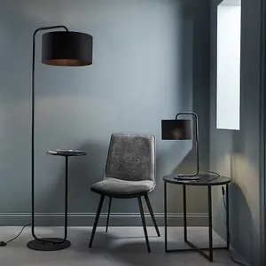 Luminosa Carrara Floor Lamp Satin Black Paint & Black Fabric